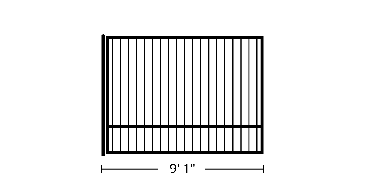Fence | 9ft 1in Wide, One Posts, Single Pickets | StandardGates™