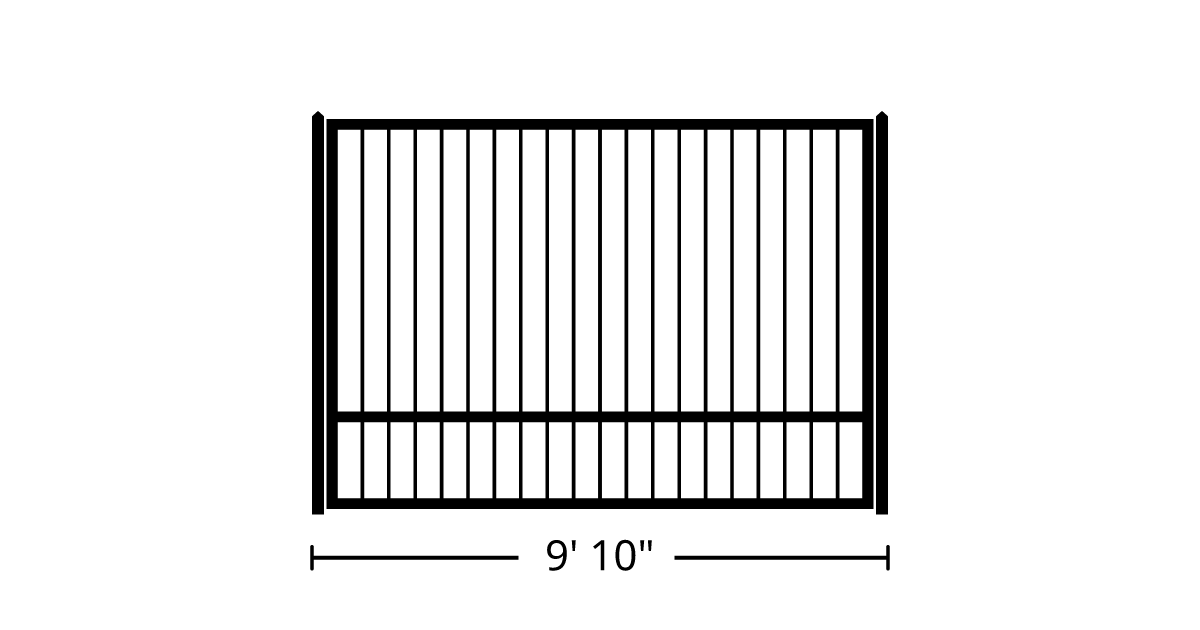 Fence | 9ft 10in Wide, Two Posts, Single Pickets | StandardGates™
