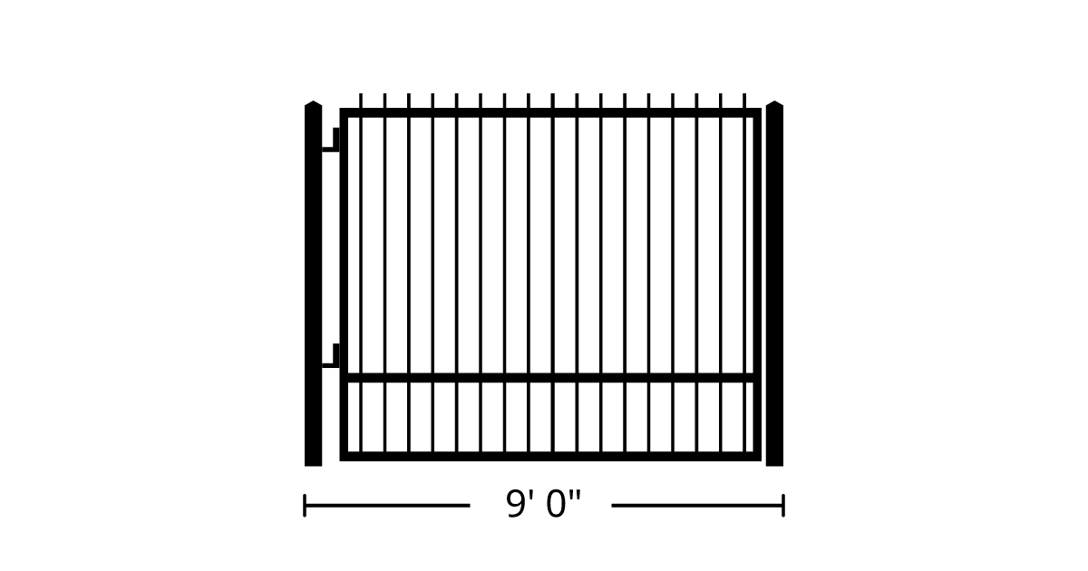 Gate 9ft 0in Wide, Swing Kit, Solo Panel, Finials Style, Single