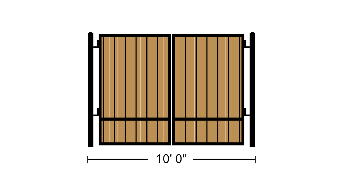 Gate | 10ft 0in Wide, Swing Kit, Dual Panels, Single Pickets, Vertical ...