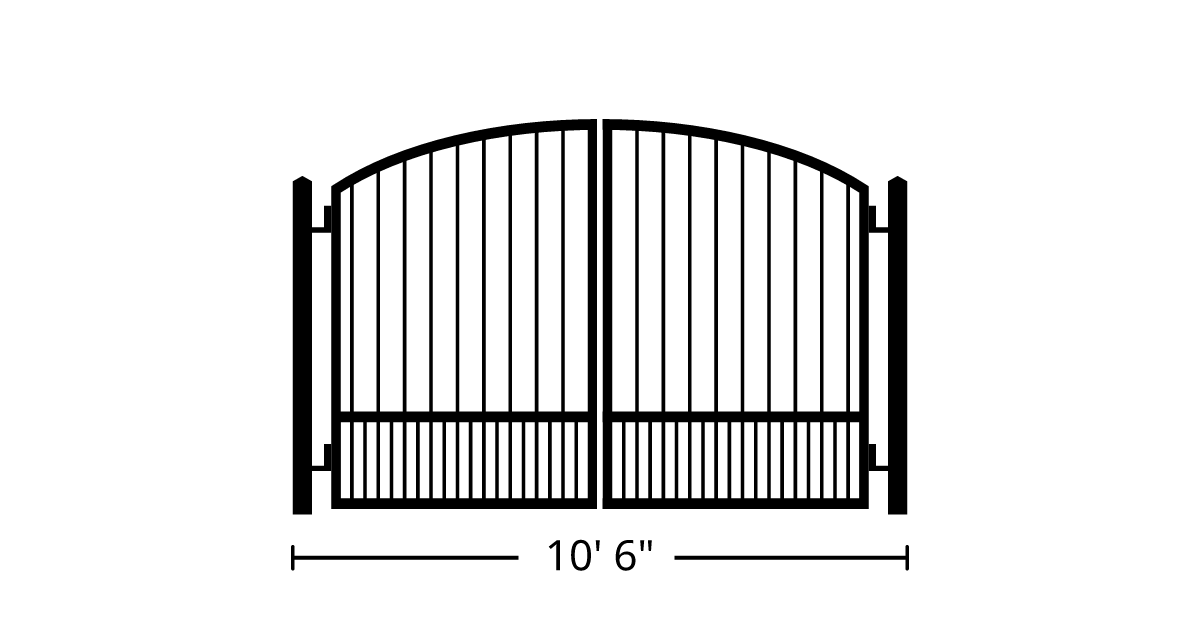 Gate | 10ft 6in Wide, Swing Kit, Dual Panels, Arch Style, Puppy Pickets ...