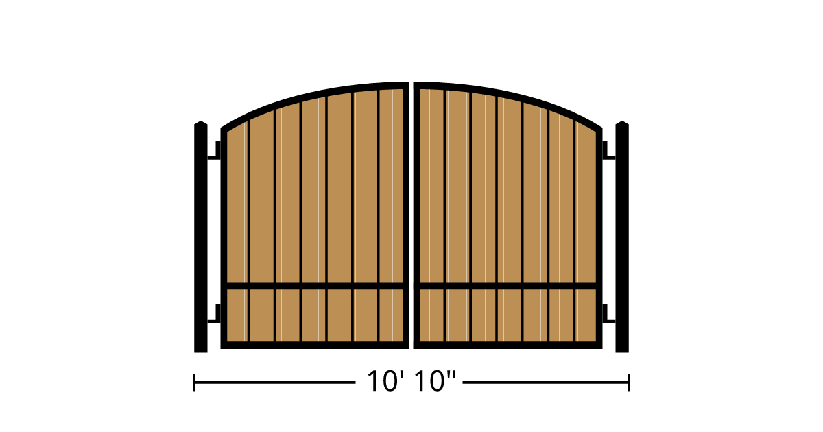 Gate | 10ft 10in Wide, Swing Kit, Dual Panels, Arch Style, Single ...