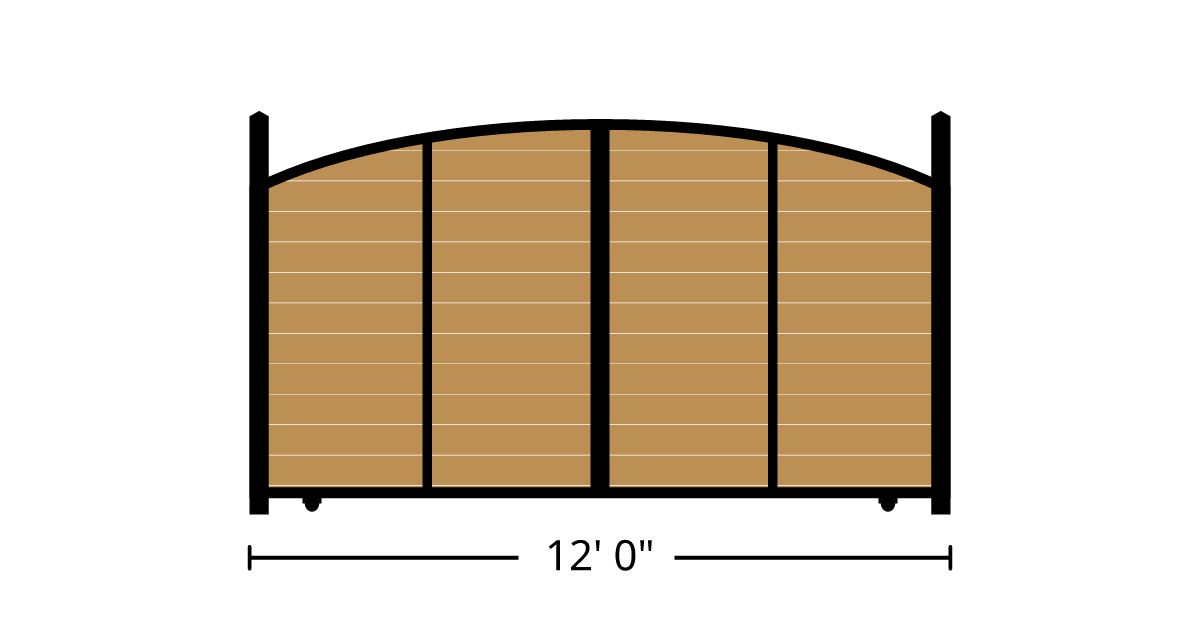 Gate | 12ft 0in Wide, Slide Kit, Solo Panel, Arch Style, Horizontal ...