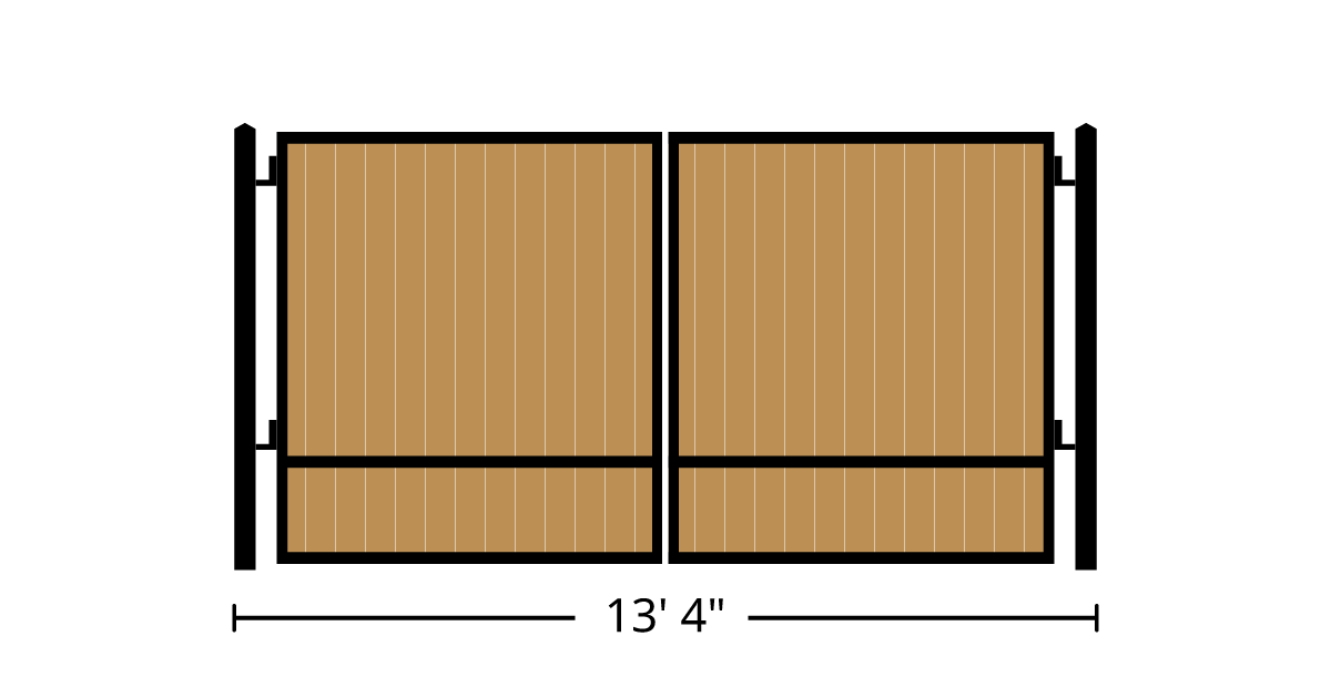 Gate | 13ft 4in Wide, Swing Kit, Dual Panels, Vertical Ironwood, Manual ...