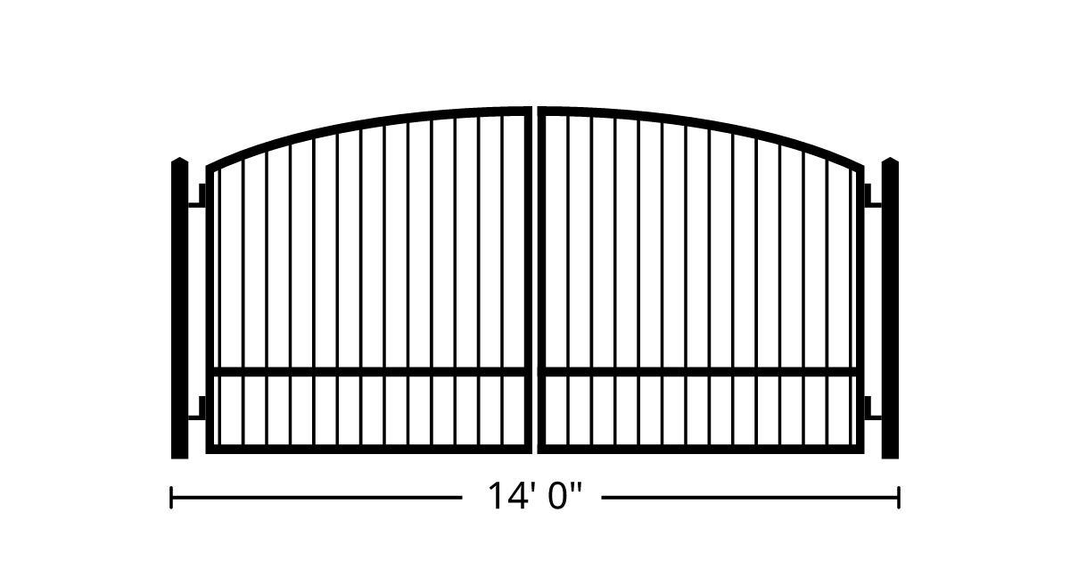 Gate | 14ft 0in Wide, Swing Kit, Dual Panels, Arch Style, Single ...