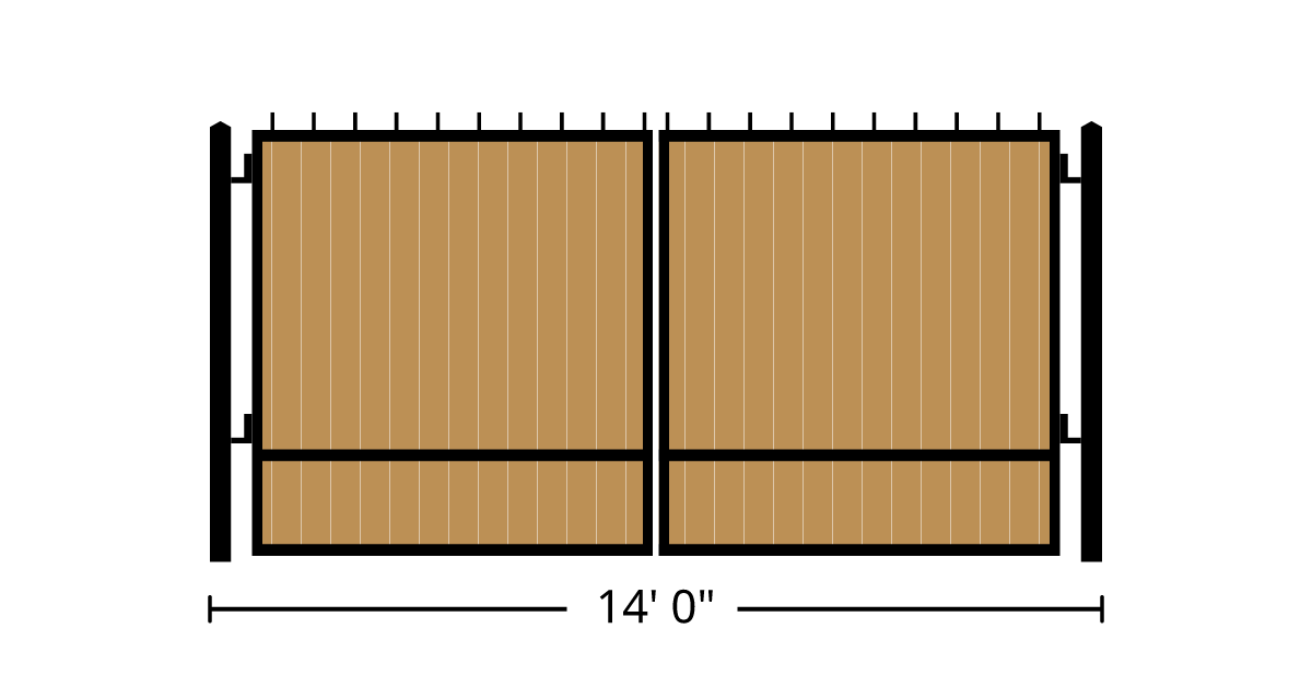 Gate | 14ft 0in Wide, Swing Kit, Dual Panels, Finials Style, Vertical ...