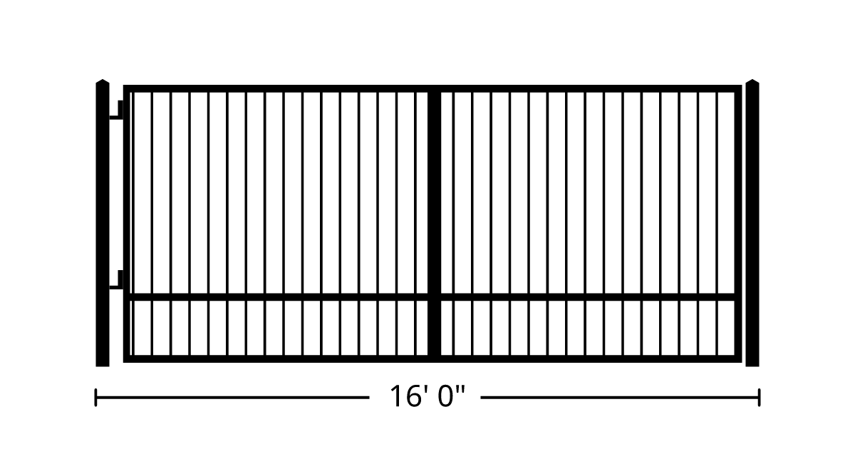 Gate | 16ft 0in Wide, Swing Kit, Solo Panel, Single Pickets, Automatic ...