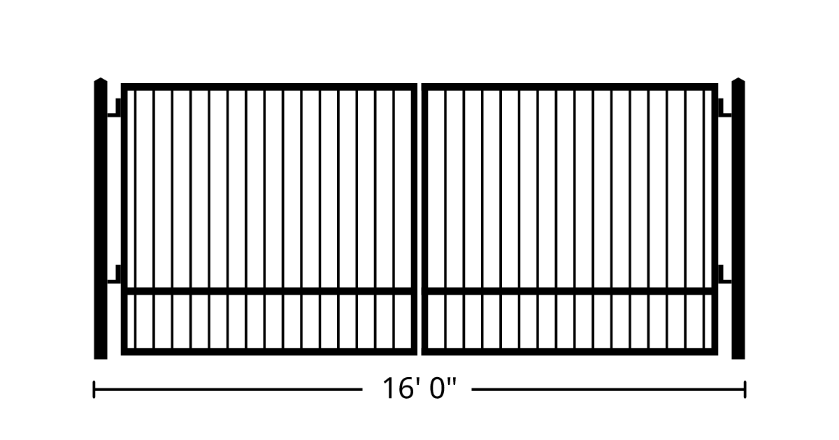 Gate | 16ft 0in Wide, Swing Kit, Dual Panels, Single Pickets, Manual ...