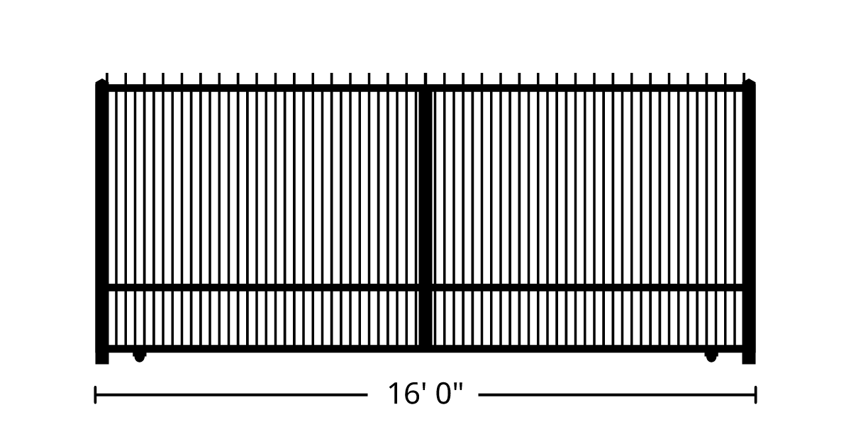 Gate | 16ft 0in Wide, Slide Kit, Solo Panel, Finials Style, Double ...