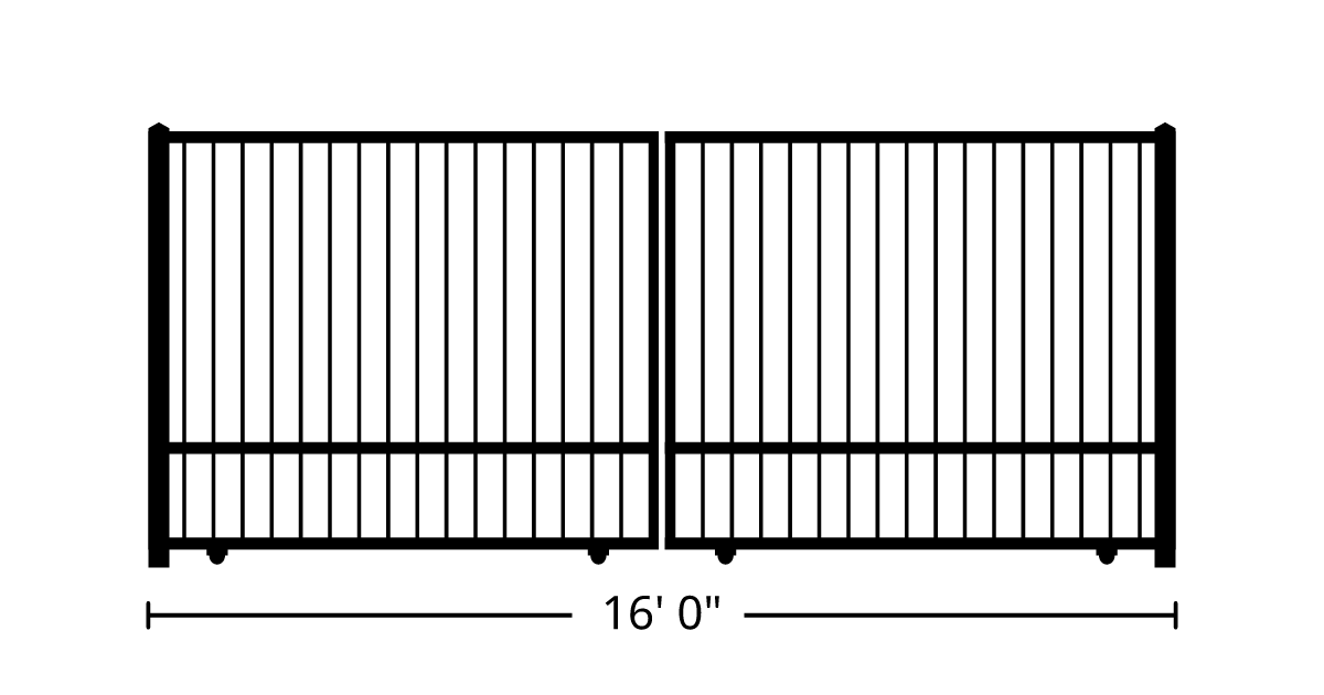 Gate | 16ft 0in Wide, Slide Kit, Dual Panels, Single Pickets, Manual ...