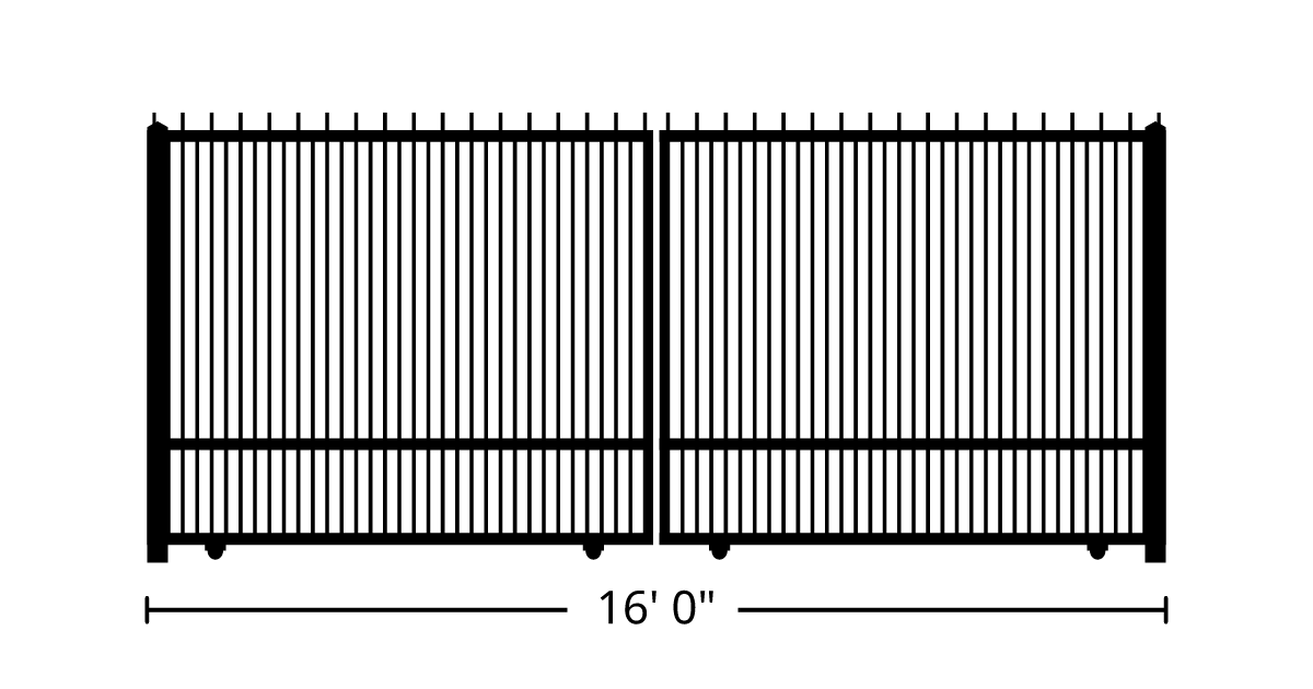 Gate | 16ft 0in Wide, Slide Kit, Dual Panels, Finials Style, Double ...