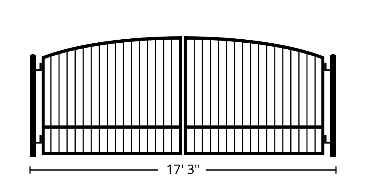 Gate 17ft 3in Wide, Swing Kit, Dual Panels, Arch Style, Single