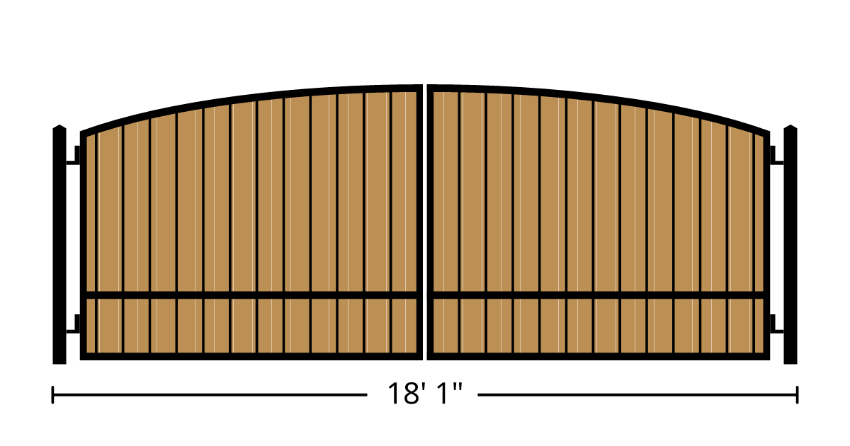 Gate | 18ft 1in Wide, Swing Kit, Dual Panels, Arch Style, Single ...