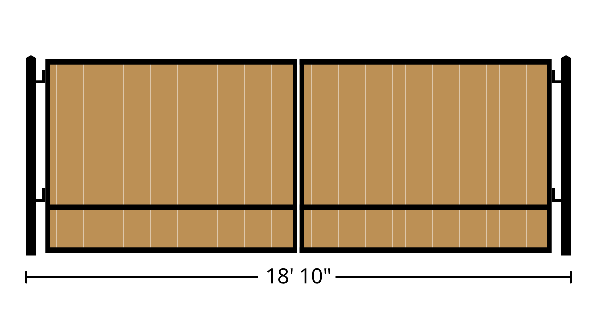 Gate | 18ft 10in Wide, Swing Kit, Dual Panels, Vertical Ironwood ...