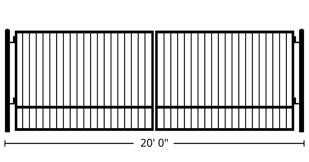 Gate | 20ft 0in Wide, Swing Kit, Dual Panels, Single Pickets, Automatic ...