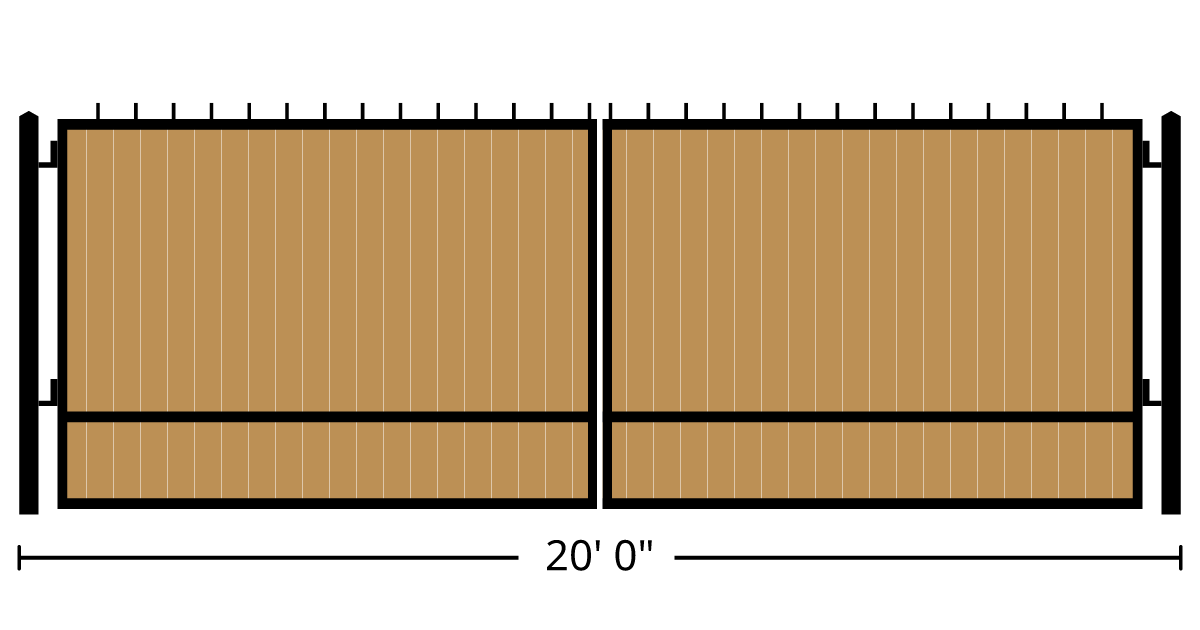Gate | 20ft 0in Wide, Swing Kit, Dual Panels, Finials Style, Vertical ...