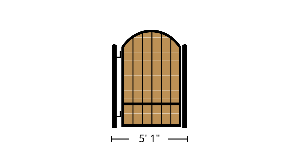 Gate | 5ft 1in Wide, Swing Kit, Solo Panel, Arch Style, Single Pickets ...